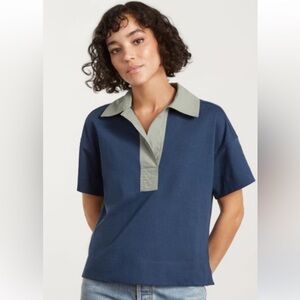 Everlane Blue Green Polo Shirt Short Sleeve Relaxed
